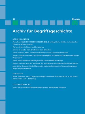 cover image of Archiv für Begriffsgeschichte. Band 47